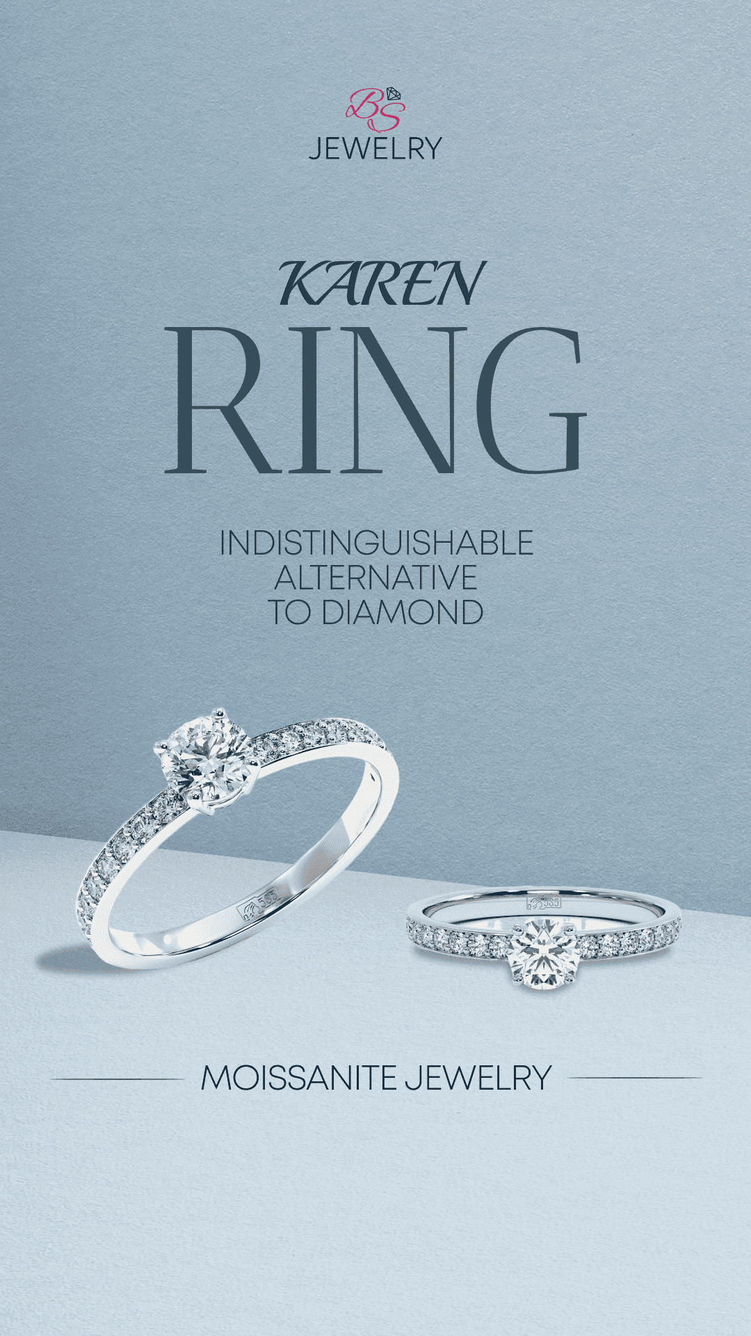 Вертикальный креатив BS Jewelry с серьгами из муассанита