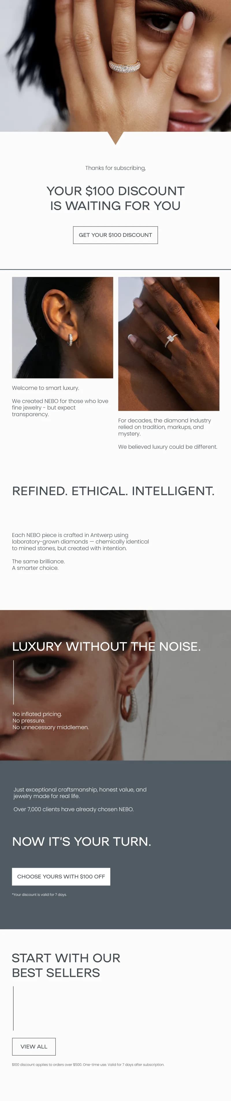 NEBŌ Welcome Series email layout